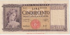 Banconota 500 Lire Italia 1947