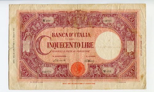 Banconota 500 lire barbetti - banconota,