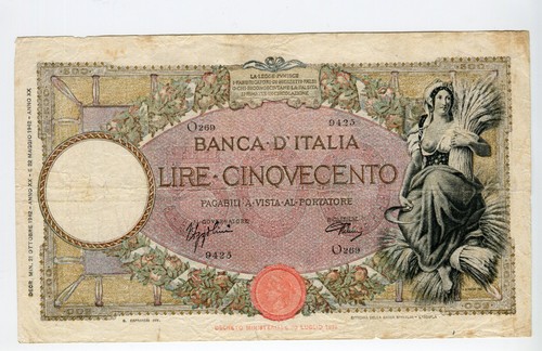 Banconota 500 lire - banconota, mietitrice