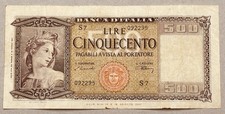 Banconota 500 Lire Ornata 1947