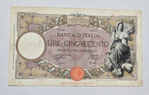 Banconota 500 lire 1939 - banconota,