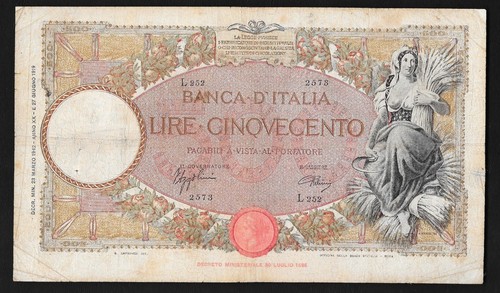 Italia banconota 500 - italia, lire