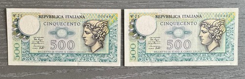 Due banconote 500 lire - due,