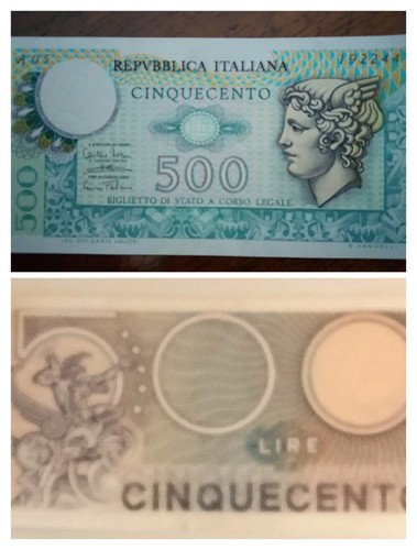 Banconota 500 lire - lire, mercurio