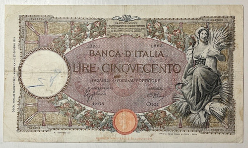 Banconota 500 lire capranesi - lire,