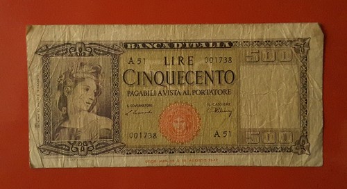 Banconota 500 lire 1947 - lire, ornata