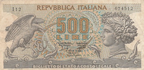 Italia banconota 500 lire 1966 - italia,