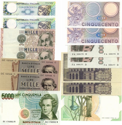 Italia lotto 7 banconote - 7,
