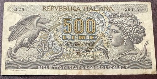 Banconota 500 lire r3aretusa - lire,