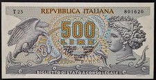 BANCONOTA 500 LIRE TESTA DI