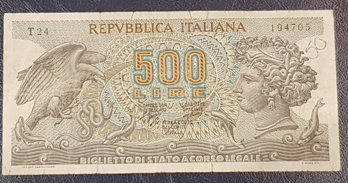 Banconota 500 lire aretusa - banconota,
