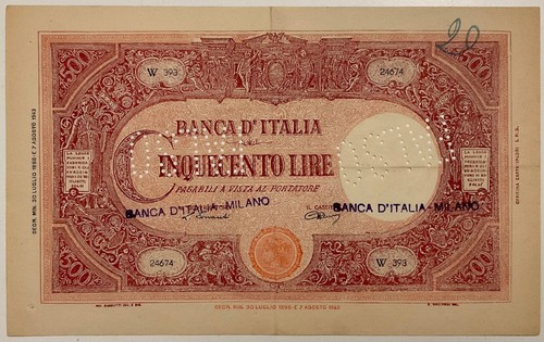 500 lire 1943 grande c - 500, 07.08.1943